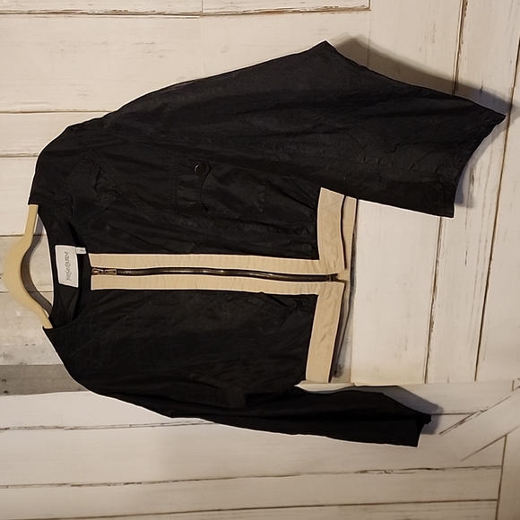 YVES SAINT LAURENT SILK CROPPED BOMBER JACKET. - Picture 3 of 9